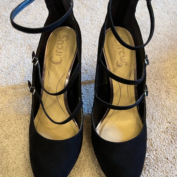 Circus by Sam Edelman Black Strappy Suede Heels size 8.5 - Picture 4 of 5